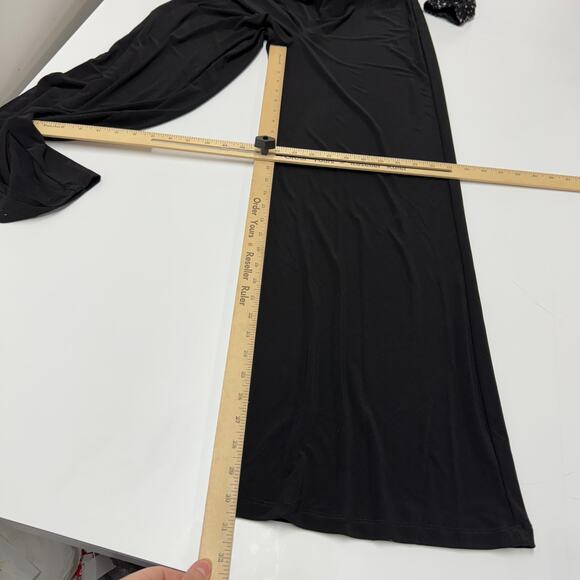 Adrianna Papell Jumpsuit Womens 2 Black Sequined Wide Leg V Neck Holiday Party - Picture 11 of 11